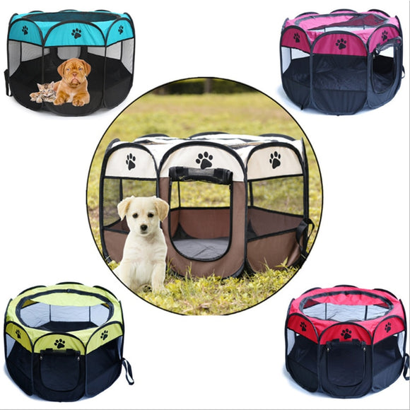 Portable Folding Pet Tent Dog House Cage Dog Cat Tent Playpen Puppy Kennel Easy Operation Octagonal Fence Outdoor Supplies