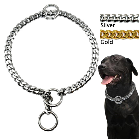 3mm Diameter Dog Choke Chain Choker Collar Strong Silver Gold Chrome Steel Metal Training 45cm Length
