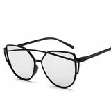 NYWOOH Cat Eye Sunglasses Women Twin-Beams Coating Mirror Sun Glasses Female Retro Plastic Sunglass