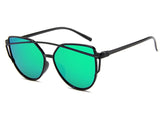 NYWOOH Cat Eye Sunglasses Women Twin-Beams Coating Mirror Sun Glasses Female Retro Plastic Sunglass