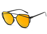 NYWOOH Cat Eye Sunglasses Women Twin-Beams Coating Mirror Sun Glasses Female Retro Plastic Sunglass