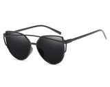 NYWOOH Cat Eye Sunglasses Women Twin-Beams Coating Mirror Sun Glasses Female Retro Plastic Sunglass