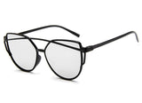 NYWOOH Cat Eye Sunglasses Women Twin-Beams Coating Mirror Sun Glasses Female Retro Plastic Sunglass