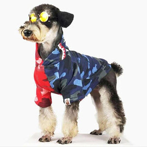 Hot Shark Camo Stitching Dog Sweater Dog Winter Plus Cashmere Dog Cat Sweater Fashion Cute Dog Clothes