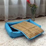 Waterproof Oxford Summer Cooling Dog Beds Fashion Plaid Pet Mat For Dog Thicken Straw Mat Cooling Kennel For Large Small Dogs
