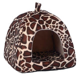 Soft Strawberry Leopard Pet Dog Cat House Tent Kennel Doggy Winter Warm Cushion Basket Animal Bed Cave Pet Products Supplies