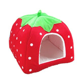 Soft Strawberry Leopard Pet Dog Cat House Tent Kennel Doggy Winter Warm Cushion Basket Animal Bed Cave Pet Products Supplies