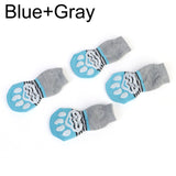 4Pcs Puppy Dog Shoes Cute Cartoon Non-Slip Knit Pet Socks Soft Warm Dog Boots Dog Cat Winter Clothes