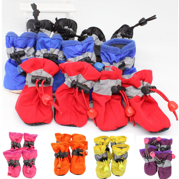 4pcs/set Colorful Waterproof Anti-slip Pet Shoes for Small Dogs Cats Chihuahua Yorkie Thick Snow Dog Boots Socks 7 colors