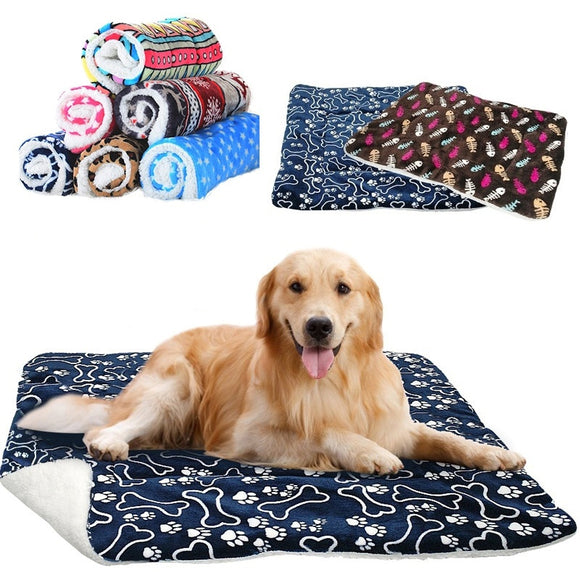 Pet Large Dog Blanket Winter Pet Bed Mat Paw Print Puppy House for Cat Fleece Lounger Dogs Cushion Cats Pad Chihuahua Products