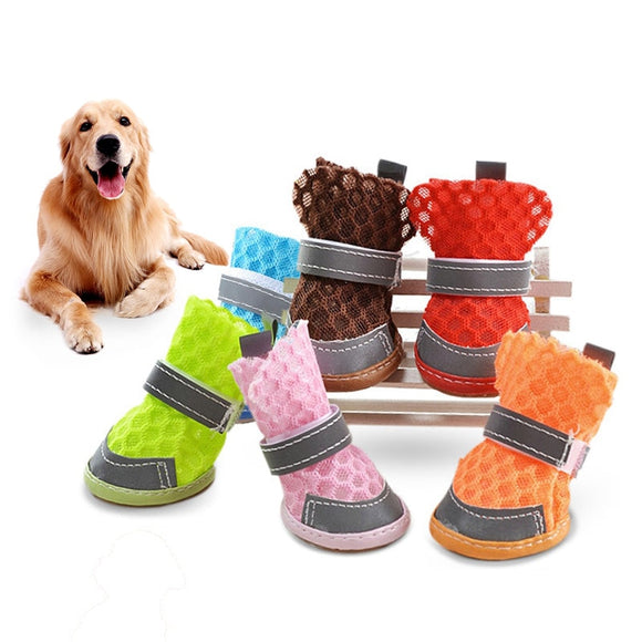 4pcs Summer Dogs Breathable Shoes Anti-slip Shoes for Small Dog Doggy Candy Color Summer Puppy Sandals Puppy Shoes Pet Products