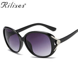 RILIXES Vintage Crystal Sunglasses Women Female With Flower Gradient Sun Glasses HD Driving Glasses UV400 Oculos Lunette Femme