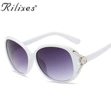 RILIXES Vintage Crystal Sunglasses Women Female With Flower Gradient Sun Glasses HD Driving Glasses UV400 Oculos Lunette Femme